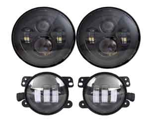 LX-LIGHT 7” black headlights with 4” fog lights