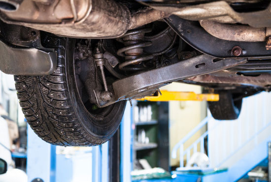 Bottom View of Wheel and Shock Absorber