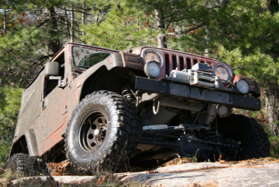 Jeep Wrangler on a trail