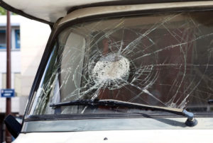 Broken Jeep windshield